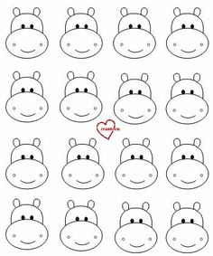 how to draw a cartoon hippo face step by step for kids and beginners