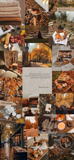 a collage of photos with autumn scenes