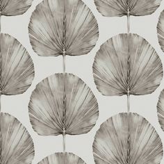 an image of a wallpaper pattern with leaves on the back and sides in black and white