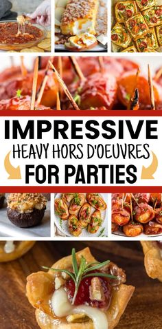 Impressive Heavy Hors D'oeuvres For Parties Bar Food Ideas Appetizers, Great Snacks For Parties, Lite Snacks For A Party, Gourmet Appetizers Entertaining, Yea Party Finger Foods, Appetizer For Friends Party, Cocktail Party Finger Food, Appetizers For 40 People