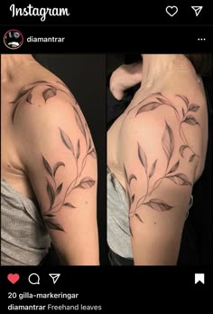 the back of a woman's shoulder with leaves on it