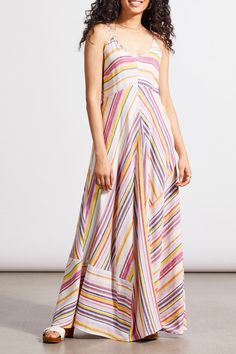 Turn heads effortlessly with each step in this sleeveless maxi dress, adorned with a captivating striped print and expertly crafted asymmetrically cut panels that enhance movement and dimension. Delight in the floor-grazing 52" length, crafted from a luxurious yarn-dye linen-blend fabric, ensuring a breezy and comfortable wear. Complete with a chic self-tie knot detail in the back, this dress exudes effortless elegance from every angle. Pop-over v-neck maxi dress Sleeveless 52" long Self-tie kno Sundance Clothing, Asymmetrical Maxi Dress, Party Punch, Denim Jacket With Dress, Dyed Linen, Sweaters Knitwear, Sleeveless Maxi Dress, Summer Cotton, Linen Dress