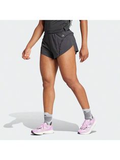 When it's time to go fast, you grab your adidas running split shorts. Their stretchy fabric moves as you do, and side slits accommodate long strides. As your heart-rate increases, AEROREADY absorbs moisture to keep you dry, comfortable and focused on moving your feet. Made with a series of re*** materials, and at least 70% re*** content, this product represents just one of our solutions to help end plastic waste. 
Women's Adidas Adizero Running Split Shorts Black     Plain    Women Activewear, s Stretch Bottoms For Running Errands, Sporty Black Bottoms For Running Errands, Gray Go-dry Shorts, Black Casual Shorts For Running Errands, Casual Black Shorts For Running Errands, Sports Shorts Women, Adidas Adizero, Black Plain, Adidas Running