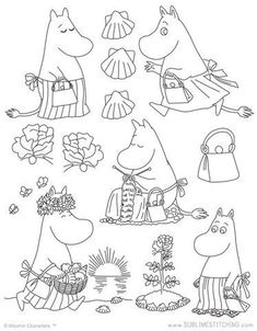 the moomii family coloring page is shown in black and white, with an image of