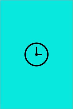 a blue square with a black clock on the front and bottom part of it that reads 1 o'clock