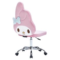 a pink hello kitty office chair with wheels