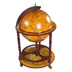 an old fashioned globe on stand with wheels