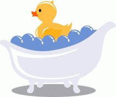 a rubber duck in a bathtub filled with blue balls