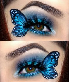 Butterfly Eye Makeup, Eye Makeup Looks, Blue Butterfly, Makeup Looks, Eye Makeup, Carnival, Makeup, Blue, Make Up