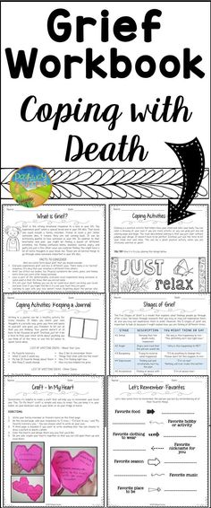 Grief workbook for coping with death. Great resource for counselors, therapists, social workers, and psychologists. Counseling Techniques, School Social Work, Mental Health Counseling, Weight Problems, Art Therapy Activities, Counseling Resources