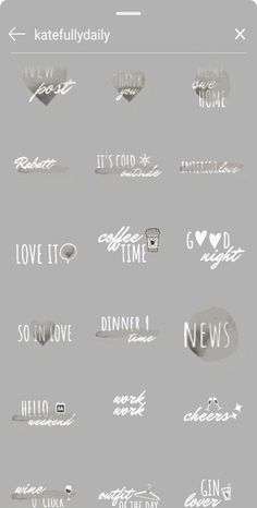 some type of stickers that are on the back of a cell phone, with different font