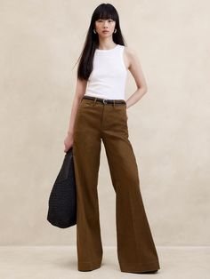 Italian Linen-Cotton Wide Leg Pant | Banana Republic Wide Leg Pant, Long Length, Autumn Summer, First Look, Extra Long, Leg Jeans, Wide Leg Pants, Banana Republic, Wide Leg