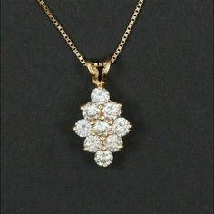 1.00 Ct Round Cut D/Vvs1 Diamond Cluster Pendant Necklace 14k Yellow Gold Finish Classic 14k Stamped Diamond Wedding Necklace, Diamond Pendants Designs, Gold Hamsa, Tiny Diamond, Fancy Diamonds, Cluster Pendant, Pendant Design, Diamond Cluster, Heart Pendant Necklace