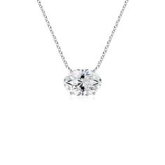 Elegant yet stylish, this 14k white gold east-west solitaire pendant will instantly level up your jewelry game. The oval-shaped lab-grown diamond is horizontally secured in a prong setting for a chic look. Oval Diamond Solitaire, Diamond Solitaire Pendant, Chic Look, Solitaire Pendant, East West, Oval Diamond, Diamond Solitaire, Diamond Pendant, Level Up