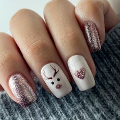 Xmas Nail Art, December Nails, Winter Nail, New Year's Nails