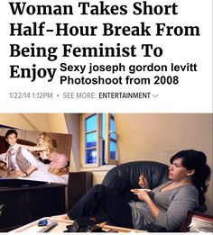 a woman takes short half - hour break from being feminist to enjoy photoshoot from 2008