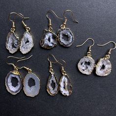 Beautiful Pair Geode Agate Druzy Slice Earring, Gold Plated You will receive Pair Geode Agate Druzy Slice Earring, Gold Plated Can choose the agate color, black/grey/white or tan/grey/white Natural geode agate slice druzy, all beautiful. and please understand the agate color by random. best quality, beautiful Druzy agate Stock photo. These are natural so they all vary slightly Agate Pendant Measure approx. 10-18mm x 18-30mm (L size included the bail) Each pair is unique. thank you! Agate Drop Earrings Gift, Agate Drop Earrings As A Gift, Agate Drop Earrings For Gift, Agate Gemstone Earrings Gift, Agate Gemstone Earrings For Gifts, Nickel-free Agate Earrings For Gifts, Agate Earrings With Ear Wire For Gift, Agate Teardrop Earrings For Gift, Teardrop Agate Earrings As Gift