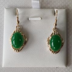 Welcome to my shop my dear friend. I hope you will like my jewelry, and most of my jewelry are made by myself. Please see the detail for this item:Pearl Jewelry: earringsPearl Type: jade beadsSize: jade bead size: around 10*14mm , Metal outline size: around  15*20 mmPearl Color: greenAbout shipping:I will send out your order in 1-3 business days from China. 1, To United States, will use US E-packet shipping service , usually will 7-15 business days to finish delivery. But the orders should not l Green Jade Earrings For Pierced Ears, Jade Earrings With Ear Wire For May Birthstone, Green Jade Earrings For May Birthstone, Green Aventurine Dangle Earrings, Green Aventurine Drop Earrings, Elegant Aventurine Dangle Earrings, Jade Dangle Earrings For May Birthstone, Elegant Dark Green Jade Jewelry, Handmade Oval Jade Earrings