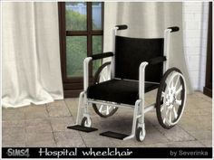 a hospital wheel chair is shown in front of a window