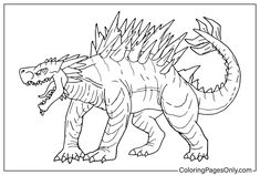 a drawing of a godzilla with its mouth open