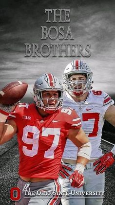 two football players in uniforms with the words bosa brothers