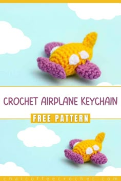 the crochet airplane keychain is free pattern and it's easy to make