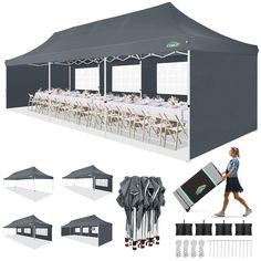 an image of a tent set up with tables and chairs