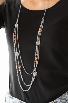 Pretty Pop-tastic! - Orange Necklace, Paparazzi Accessories, Bling by JessieK Multi Necklace, Orange Necklace, Silver Chains, Paparazzi Accessories, Affordable Jewelry, Paparazzi Jewelry, Silver Accents, Fashion Jewelry Necklaces, Necklace Earring Set