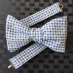 "Handcrafted bow tie for Men. Available in self tie or pre-tied Bow tie. Self tie style are made with adjustable and detachable straps to give the option of keeping the perfectly tied bow tie in place or retying each wear. Each Bow Tie tie is handmade by myself in Canada. My bow ties are made with the best novelty fabrics. Material: Cotton Self tie bow tie fits approximately 15-21\" neck width Adjustable Neck Width for pre-tied bow tie options: Pre-tied bow tie size S (Baby -Toddler) Bow Measurement 1 3/4\" wide x 3 1/8\" long Adjustable straps fit 8.5\" up to 14\" neck circumference. Pre-tied bow tie size M (Child/Teen) Bow Measurement 2 3/8\" wide x 4\" long Adjustable straps fit 10\" up to 18\" neck circumference. Pre-tied bow tie size L (Adult) Bow Measurement 2 3/8\" wide x 4 5/8\" lo Adjustable Bow Tie For Business, Adjustable Butterfly Knot Tie, Formal Adjustable Bow Tie, Blue Butterfly Knot Bow Tie, Blue Bow With Butterfly Knot, Adjustable Detachable Bow Tie, Business Tie With Butterfly Knot, Adjustable Black Tie With Butterfly Knot, Dapper Adjustable Blue Ties