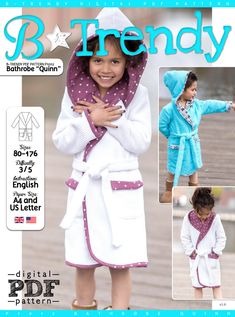 a child's robe and hoodie sewing pattern from the children's bathrobe company