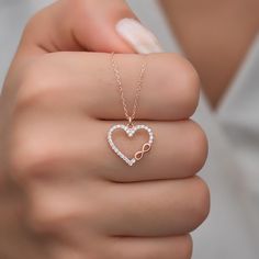 Rose Gold Tiny Infinity Necklace • Infinity Symbol Heart Necklace - Trending Silver Gifts Valentine's Day Rose Gold Infinity Necklace, Soft Necklace, Symbol For Love, Simple Necklace Designs, Infinity Necklace Gold, Fancy Jewelry Necklace, Pretty Jewelry Necklaces, Infinity Sign, Infinity Jewelry