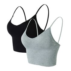 PRICES MAY VARY. The product size is US size: S = US XS, M = US S, L = US M, XL = US L.Fabric: 92% NYLON,8% SPANDEX.The size is smaller than normal size, please choose a larger size. The sports bra is sewn seamlessly stitched to fit perfectly into your body's Shape, so you do not feel uncomfortable. And the fabric is so soft and comfortable that it will not cause any irritating reaction to your skin and body. Designed to provide sufficient support and coverage for the chest area. And it has remo High Waisted Leggings Outfit, Spagetti Strap, Camisole Bra, Cropped Camisole, Coverage Bras, Top Bra, Strap Crop Top, Workout Crop Top, Women Yoga