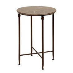 an iron and marble top side table