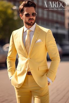 Elevate your style game with our Classic Light Yellow Two-Piece Suit for men. Crafted with precision and designed for sophistication, this suit is the epitome of timeless elegance. The soft, light yellow hue adds a touch of modernity to the classic silhouette, making it the perfect choice for formal occasions and upscale events. 🌟 Impeccable Craftsmanship: Meticulously tailored for a sharp fit and polished finish. Two Piece Suit For Men, Unique Mens Wedding Suits, Mens Casual Wedding Attire, Suit For Men Wedding, Grooms Attire, Yellow Two Piece, Batman Artwork