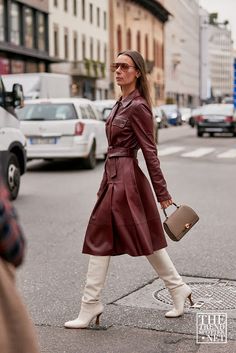 Leather Dress Outfit Winter, Leather Dress Outfit, High Heel Dress Boots, Street Style Fall Winter, Winter Dress Outfits, Transition Outfits, Fashion Capsule