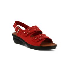 Add a secure, yet breezy fit in these Flexus by Spring Step Ceri slingback sandals.Click this FOOTWEAR GUIDE to find the perfect fit and more! SHOE FEATURES Polyurethane, slip-proof, anti-shock, flexible outsole CeriItalian made, nubuck leather sandal fashioned with tonal leather flowers and contrast stitch detail Shiny metal studs, hook-and-loop adjustable straps and adjustable heel strap with buckle closureSHOE CONSTRUCTION Leather upper Textile lining Manmade outsoleSHOE DETAILS Open toe Hook Spring Sandals, Spring Step Shoes, Slingback Sandals, Leather Flowers, Slingback Sandal, Sandal Fashion, Nubuck Leather, Shoe Size Chart, Contrast Stitch