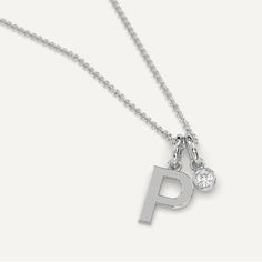 White gold initial P necklace Monogram Initial Pendant Name Necklace In White Gold, White Gold Monogram Initial Pendant Name Necklace, White Gold Monogram Name Necklace With Initial Pendant, White Gold Monogram Initial Pendant Necklace, White Gold Initials Pendant Necklace, Classic White Gold Charm Necklace With Initials, White Gold Initial Pendant Name Necklace With Initials, White Gold Initial Pendant Necklace With Initials, White Gold Charm Necklaces With Initials For Everyday