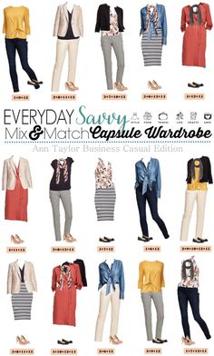 3.7 Capsule Wardrobe - Ann Taylor Business Casual Edition VERTICAL Ann Taylor Outfits, Business Casual Capsule Wardrobe, Business Casual Capsule, Job Clothes, Match Outfits, Clothes Hacks, Taylor Outfits, Classic Clothes