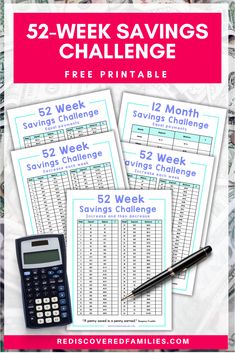 the free printable 52 week savings challenge