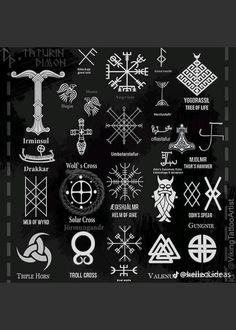 an image of various symbols on a black background