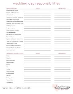 the wedding day report is shown in this printable version, which includes information for each guest