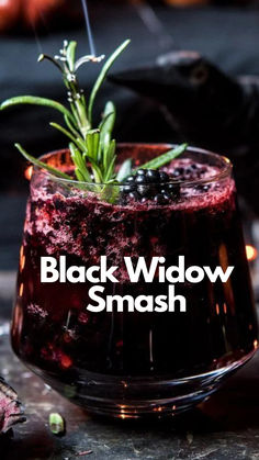 Black Widow Smash Black Widow Drink Cocktail Recipes, Black Widow Cocktail Recipe, Black Widow Drink, Halloween Specialty Drinks, Blackberry Rosemary Cocktail, Blackberry Fall Cocktail, Spooky Bourbon Cocktails, Blackberry Halloween Cocktail, Scorpio Inspired Cocktail