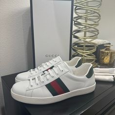 Great Condition. These Are A Gucci/Uk Size 10, Which Equals To A Us 10.5 Per Gucci Website. Embroidered Bee, Shoes Gucci, Classic Sneakers, Gucci Shoes, Mens Shoes Sneakers, Leather Sneakers, Womens Shoes Sneakers, Athletic Shoes, Men's Shoes