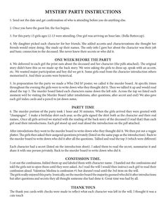 a page from the book mystery party instructions