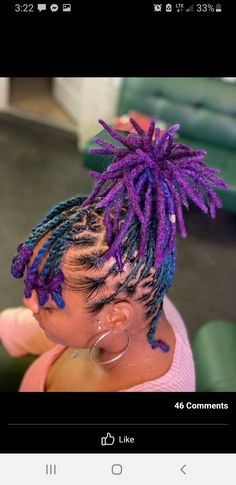 Purple And Blonde Locs, Light Purple Locs Black Women, Colored Dreads Black Women, Loc Colors Black Women, Purple Locs Black Women, Pink And Purple Locs Black Women, Blue And Purple Locs Black Women, Loc Color Ideas Black Women