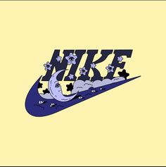 the nike logo with stars and moon on it