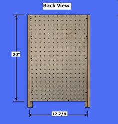 the back view of a pegboard with measurements