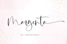 the word magenta written in cursive writing on a pink background