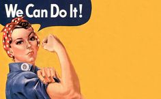 an image of a woman with a sign that says we can do it