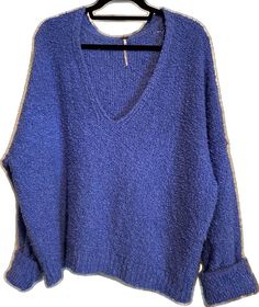 Trendy Purple V-neck Sweater, Blue V-neck Top, Blue One Size V-neck Top, Blue V-neck Top One Size, Oversized Purple V-neck Sweater, Periwinkle Color, Free People Sweaters, V Neck Sweater, Blue Purple